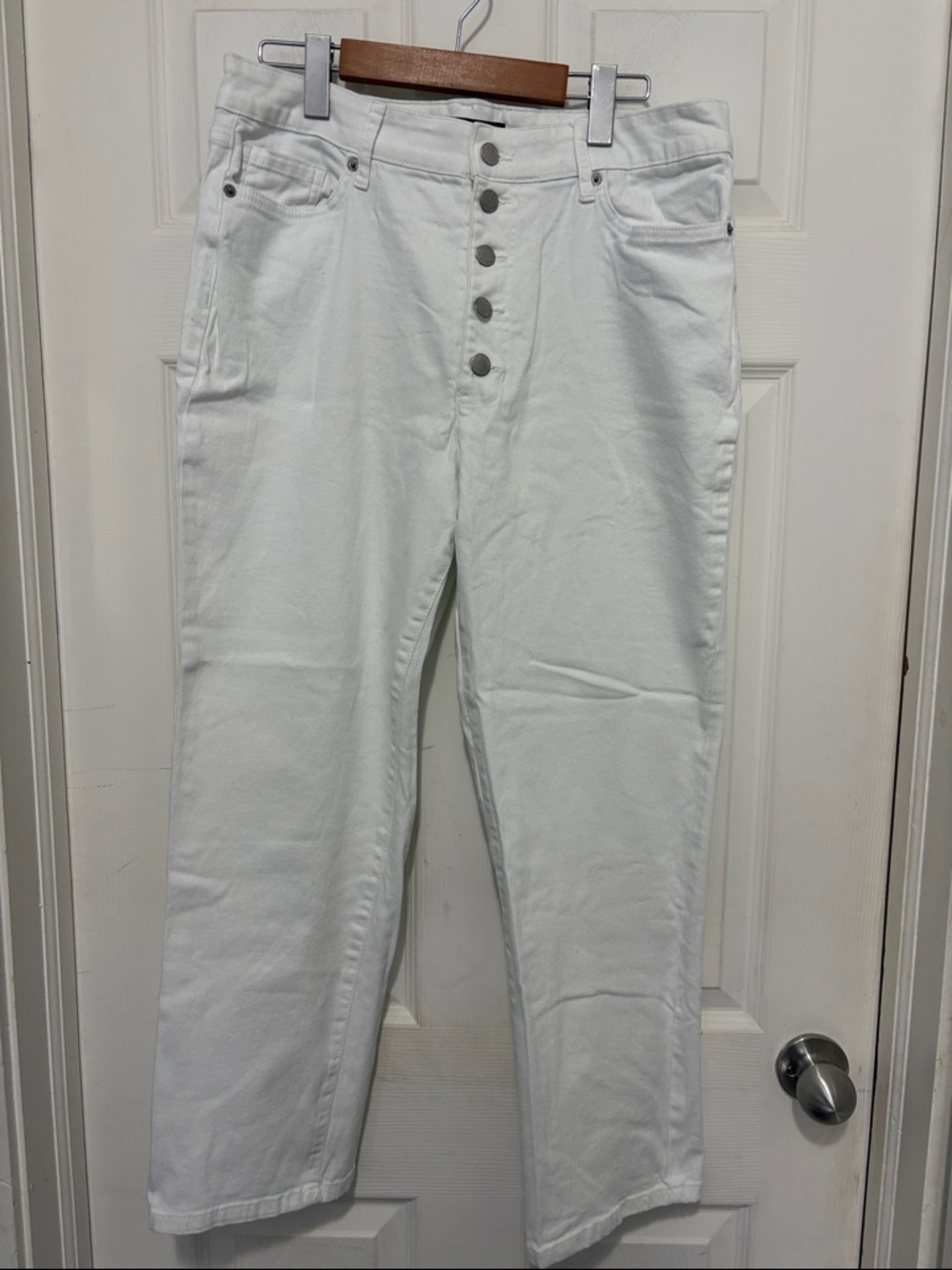 Joe Fresh High-Rise White Button-Fly Jeans